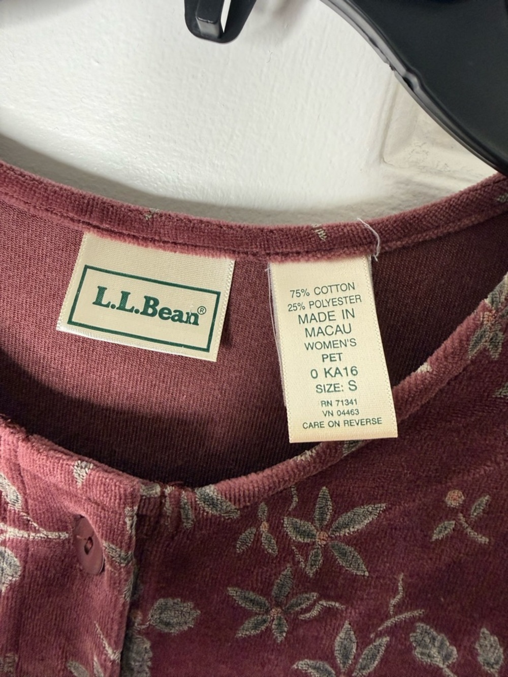 L.L. Bean Rose-Mauve Floral Button-Front Long Dress Textured - Picture 3 of 6